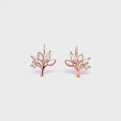 Crystal Vine Earrings (Pure Silver) - Rose Gold
