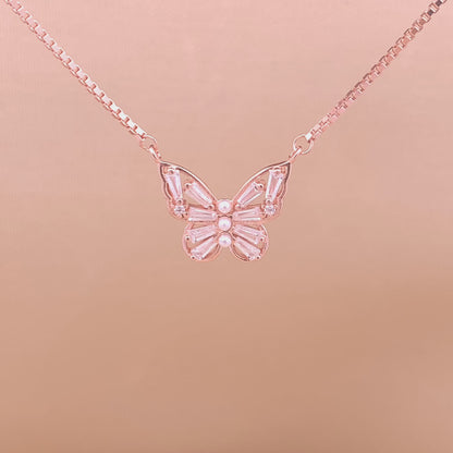 Butterfly Dream Pendant Chain (Pure Silver) - Rose Gold