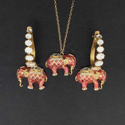 Matangini Royale Necklace Set (Pure Silver) - Majenta