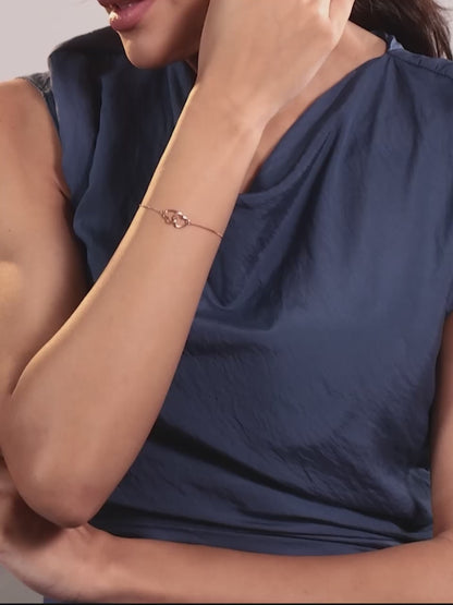 Heart Duo Bracelet (Pure Silver) - Rose Gold