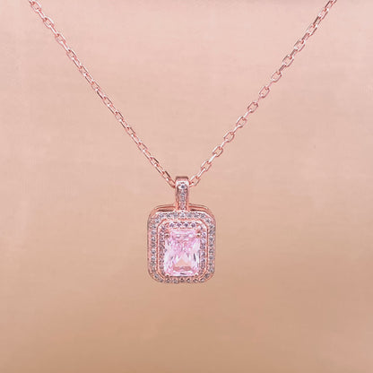 Rectangle Emerald Cut Pendant Chain (Pure Silver)