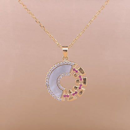 Pink & White Circular Pendant Chain