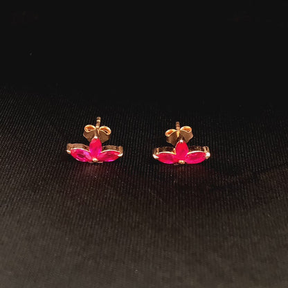 Crimson Stud Earrings (Pure Silver) - Rose Gold