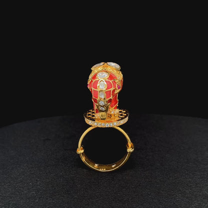 Gajraj Royale Ring (Pure Silver) - Orange