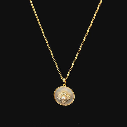 Spinning Zircon Clover Pendant Chain