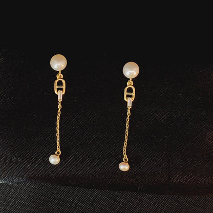 Pearl Link Drop Earrings