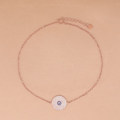 Multi Row Zircon Evil Eye (Single) Anklet (Pure Silver)