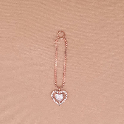 Gleaming Heart Watch Charm (Pure Silver) - Rose Gold