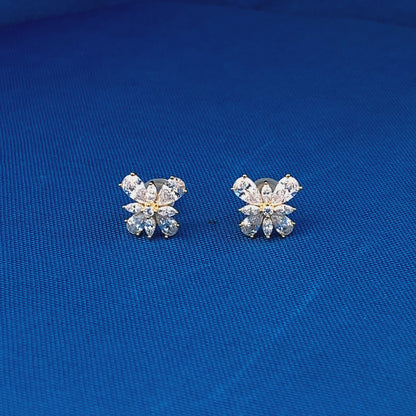 Diamond Butterfly Stud Earrings (Pure Silver)
