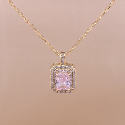 Rectangle Emerald Cut Pendant Chain (Pure Silver)