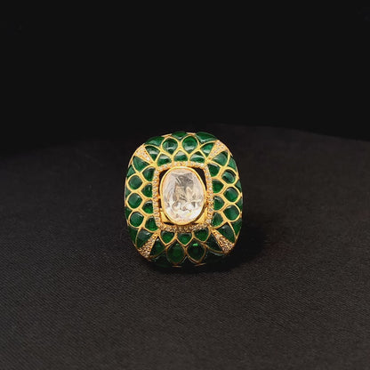 Padmira Ring (Pure Silver) - Green