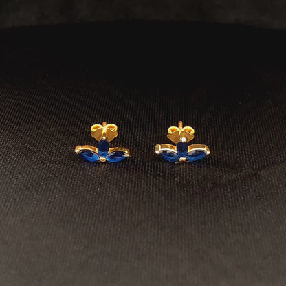 Noir Navy Stud Earrings (Pure Silver) - Gold
