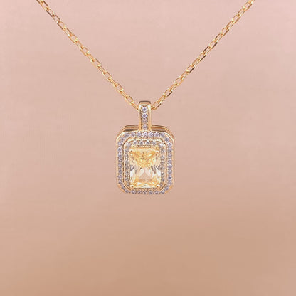 Rectangle Emerald Cut Pendant Chain (Pure Silver)