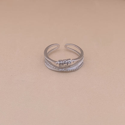 Cross Over Roman Numeral Adjustable Ring