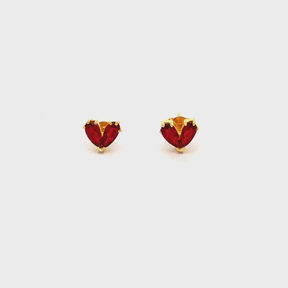Scarlet Heart Stud Earrings (Pure Silver) - Gold