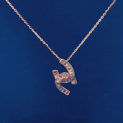 Interlock Hanging Baguette Pendant Chain