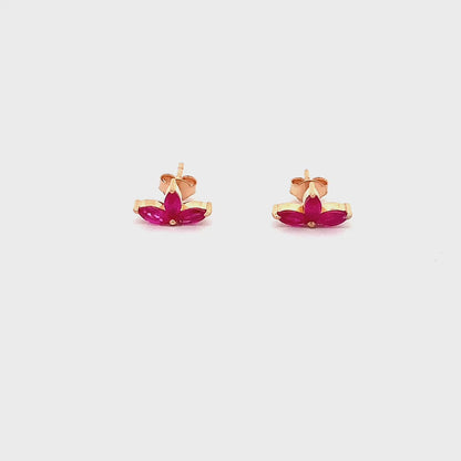 Crimson Stud Earrings (Pure Silver) - Rose Gold