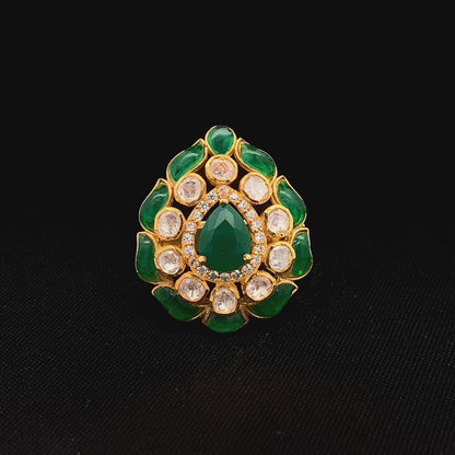 Imperial Teardrop Ring (Pure Silver) - Green