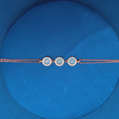 Double Layered Sky Blue Evil Eye Bracelet