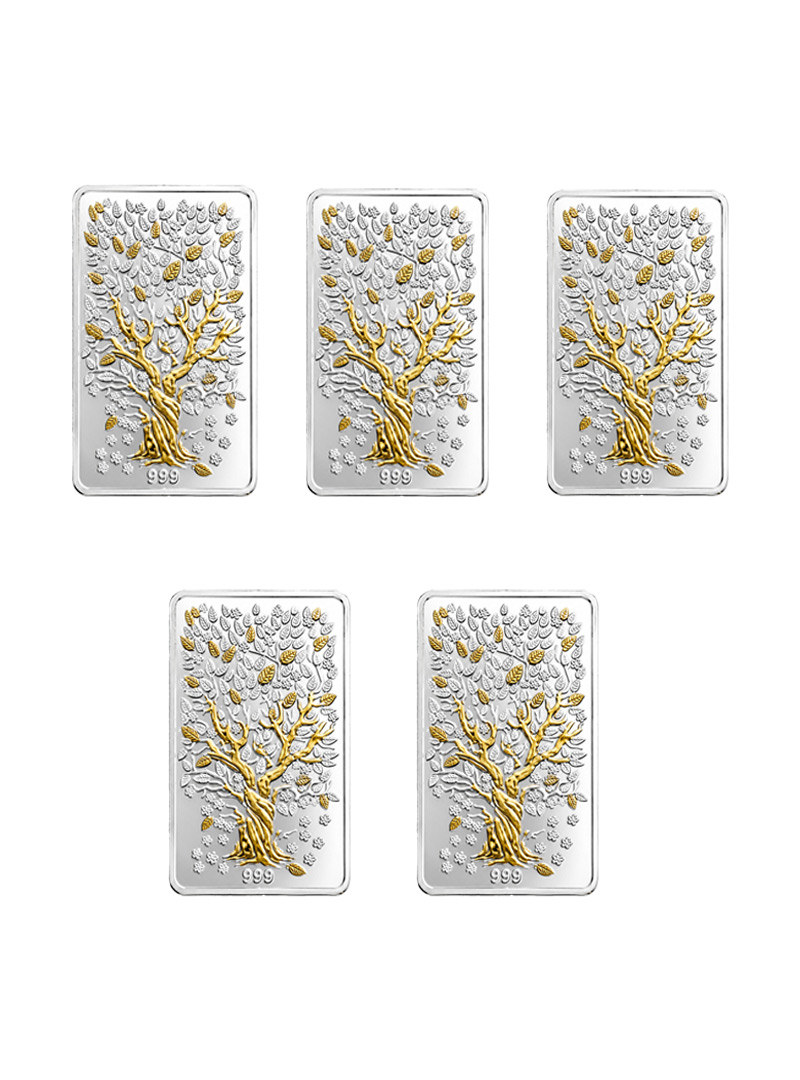 Silver Bar 999 Pure Silver Lucky Banyan Tree - 50g (10g X 5pcs)