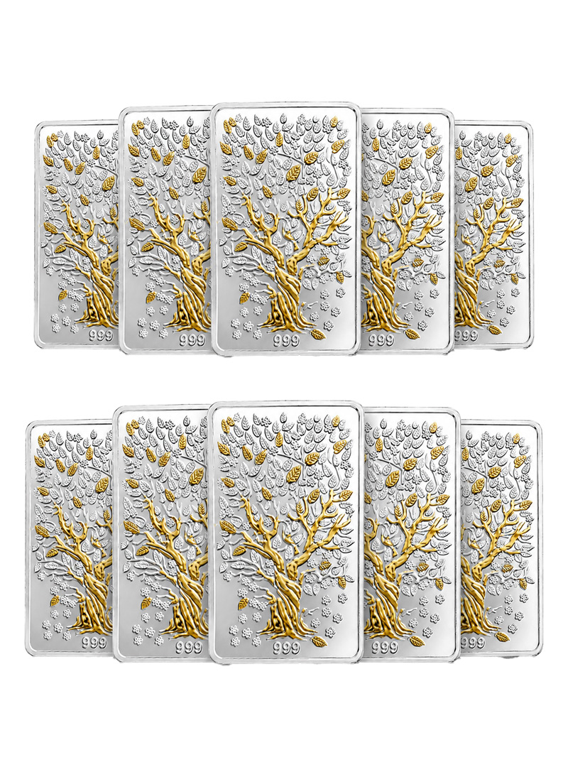 Silver Bar 999 Pure Silver Lucky Banyan Tree -  100g (10g X 10pcs)
