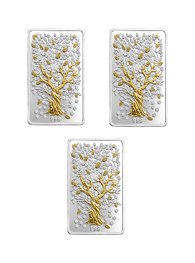 Silver Bar 999 Pure Silver Lucky Banyan Tree -  30g (10g X 3pcs)